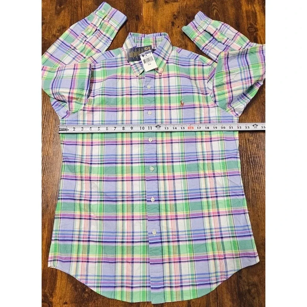 POLO RALPH LAUREN MEN'S BLUE GREEN PINK CLASSIC FIT PLAID OXFORD SHIRT Sz M NWT